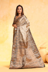 KAVVYA soft and lightweight champagne color weaving silk saree - KAVVYA